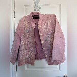 Alex kin Pink Embroidered Jacket with Button Details